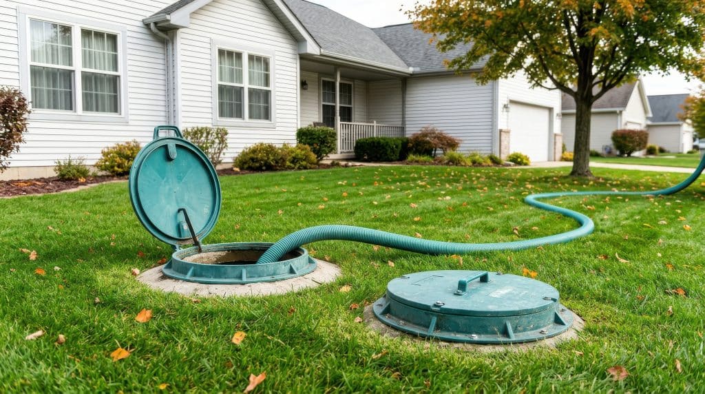 Septic tank pumping and wastewater disposal services at a residential home by Effluent Retrieval