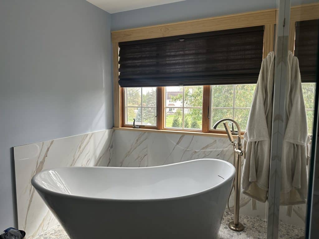 Elegant Bathroom Shades By Innovative Window, Shades & Blinds beautiful bathroom shade installation